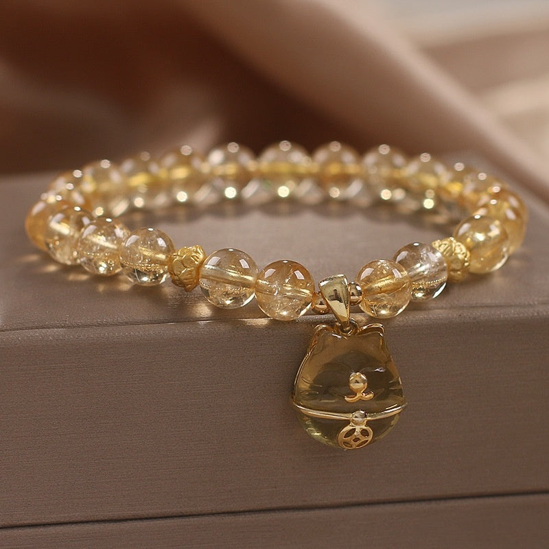 Bracelet de perles de citrine porte-bonheur pour femme
