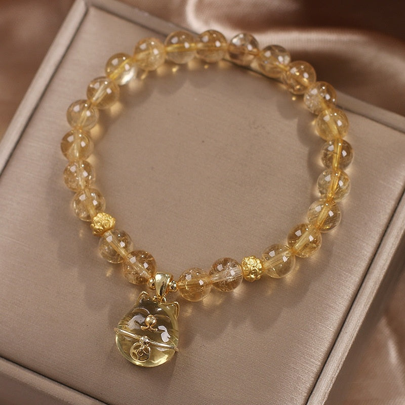 Bracelet de perles de citrine porte-bonheur pour femme