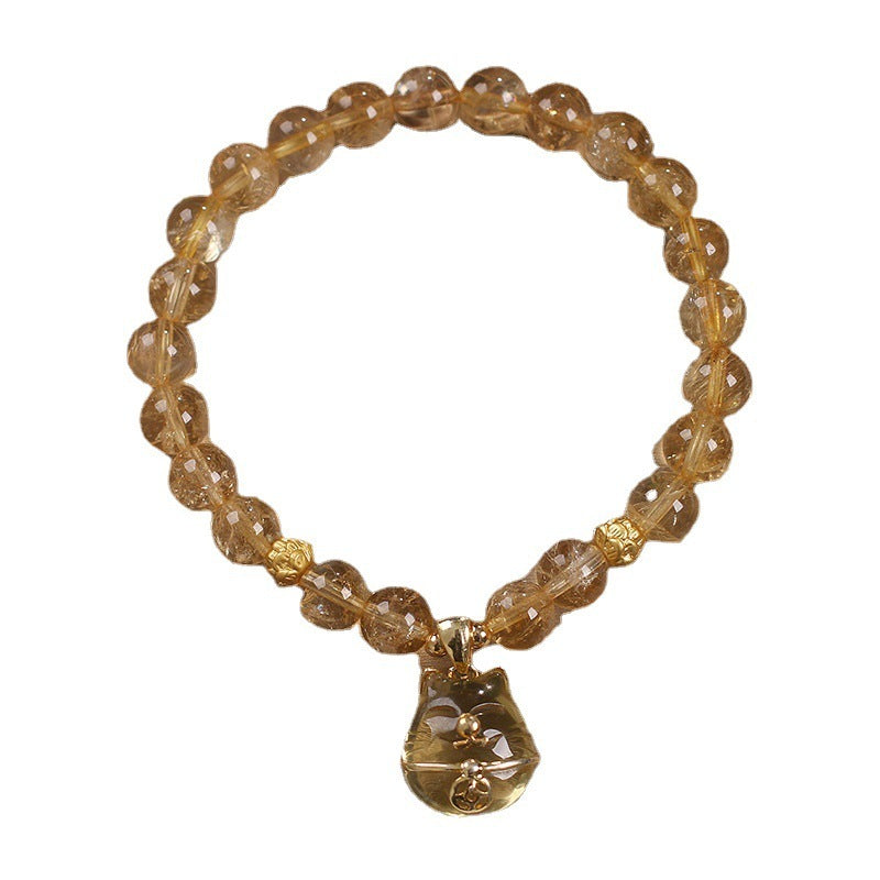 Bracelet de perles de citrine porte-bonheur pour femme