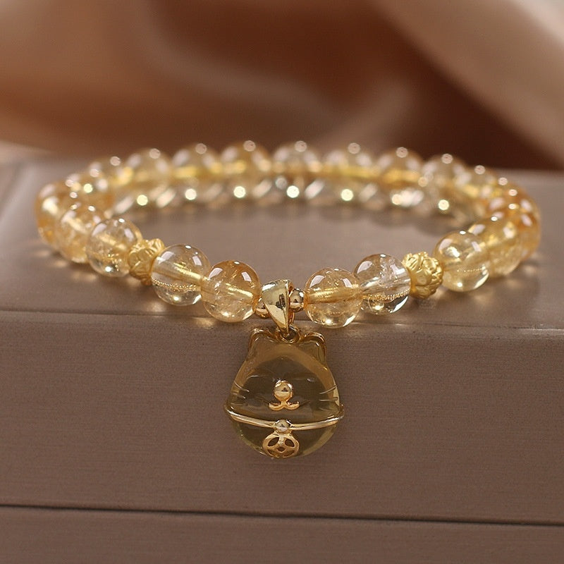 Bracelet de perles de citrine porte-bonheur pour femme