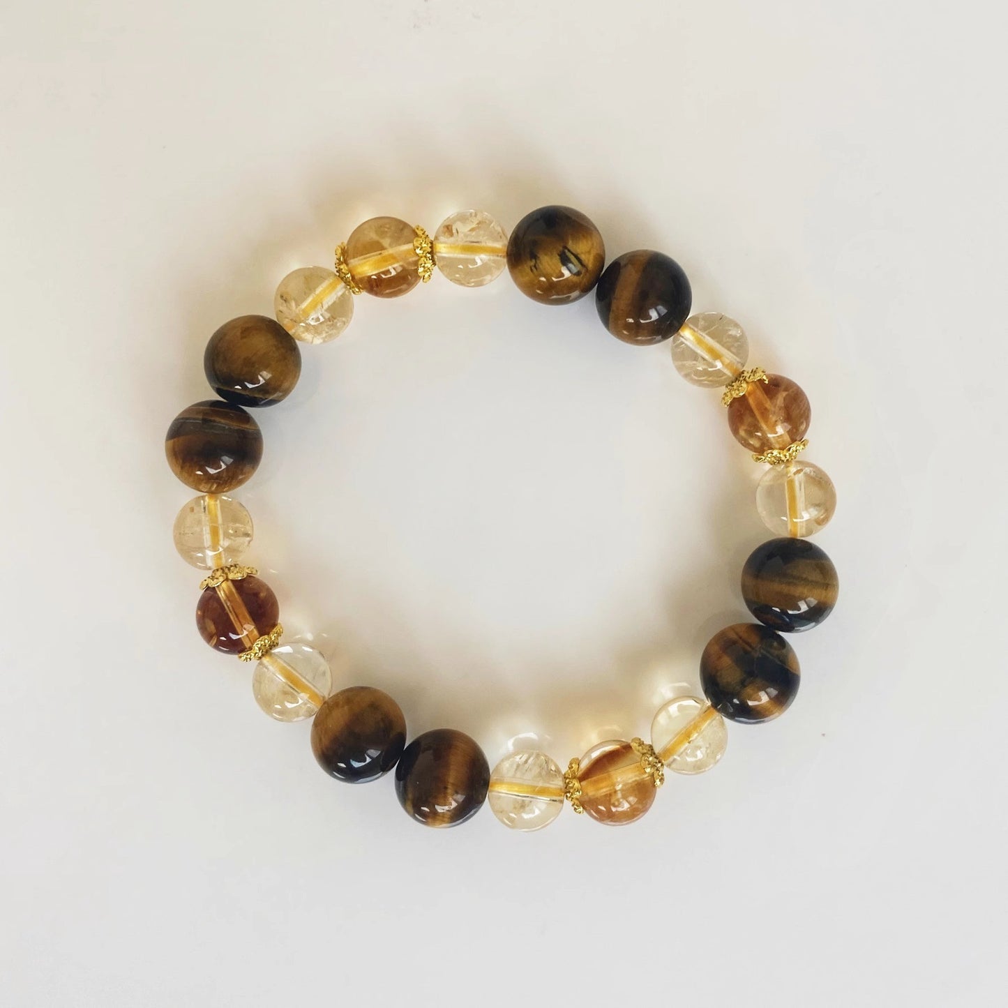 Handcrafted Natural Citrine Crystal Bracelet Tiger Eye bracelet