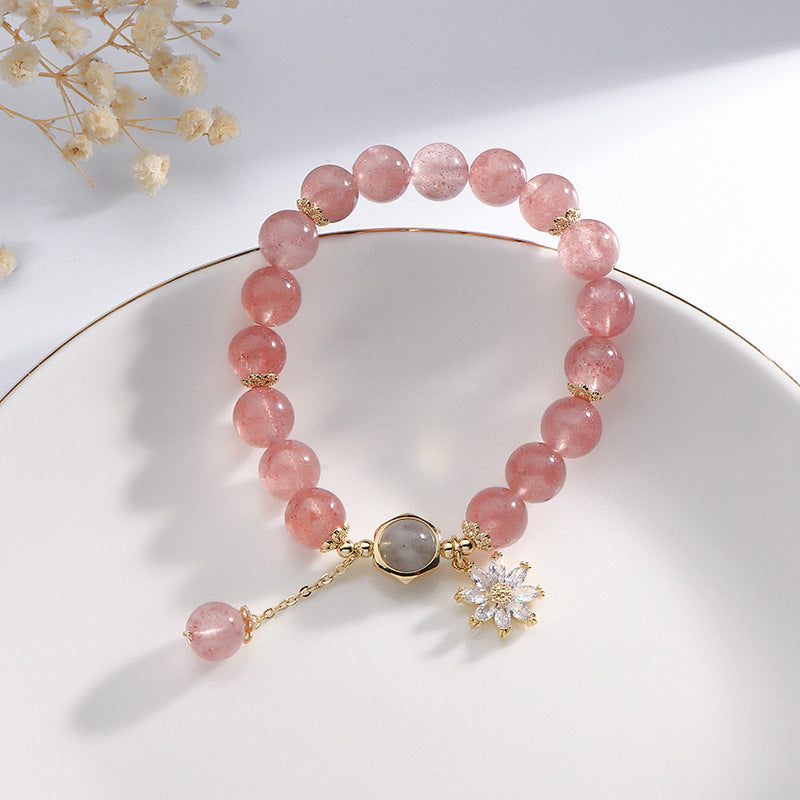 Japanese And Korean Mori Natural Strawberry Crystal Bracelet