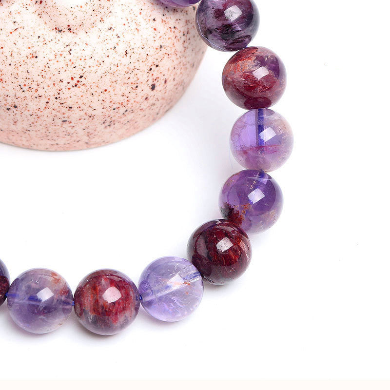 AAAAA Natural Undyed Phantom Amethyst Bracelet Purple Phantom Quartz Beads