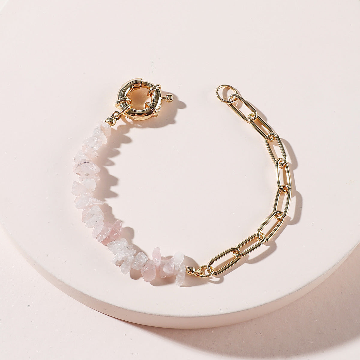 Bracelet chaîne en pierre d'améthyste et cristal brut