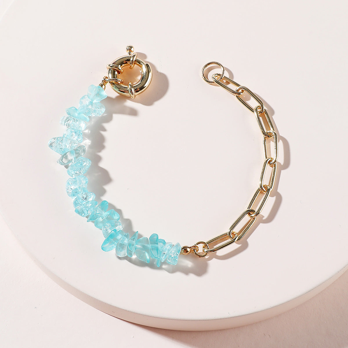 Bracelet chaîne en pierre d'améthyste et cristal brut