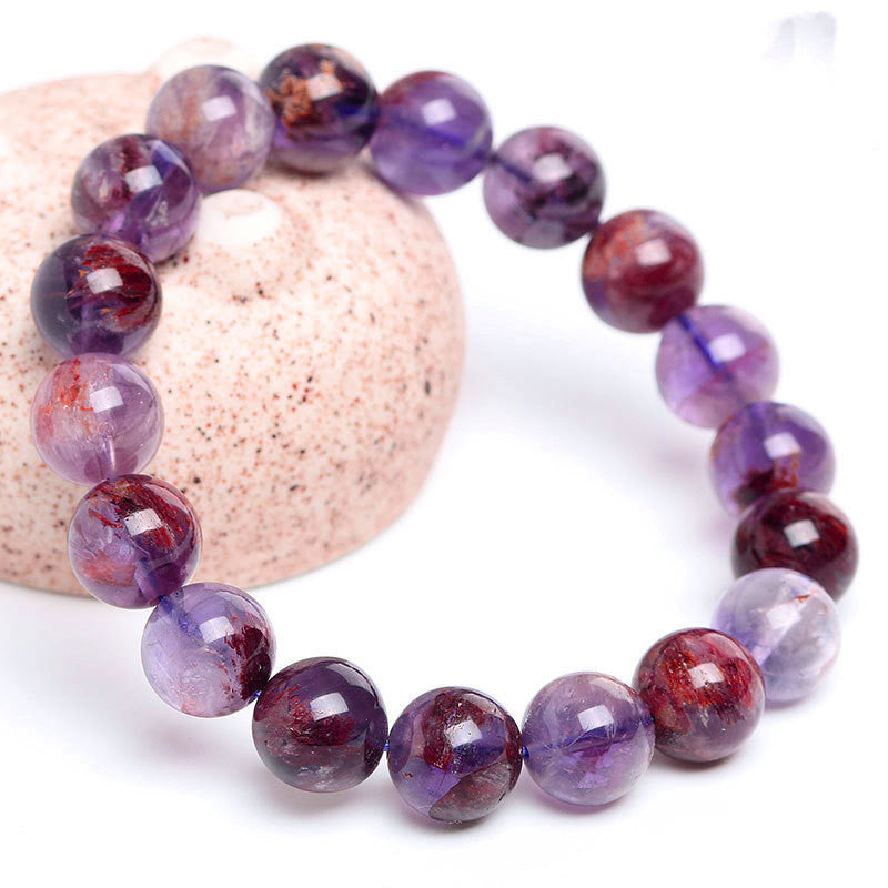 AAAAA Natural Undyed Phantom Amethyst Bracelet Purple Phantom Quartz Beads