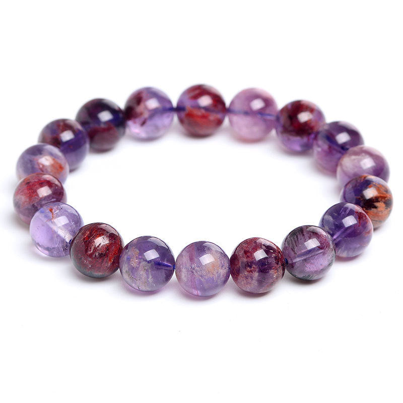 AAAAA Natural Undyed Phantom Amethyst Bracelet Purple Phantom Quartz Beads