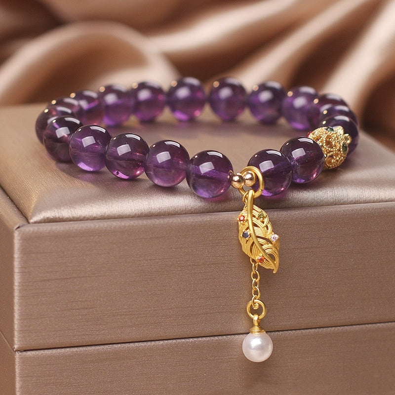 Bracelet en cristal violet naturel