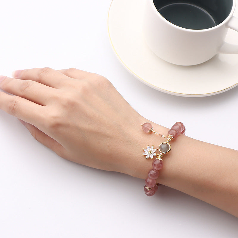 Bracelet en cristal naturel de fraise Mori japonais et coréen