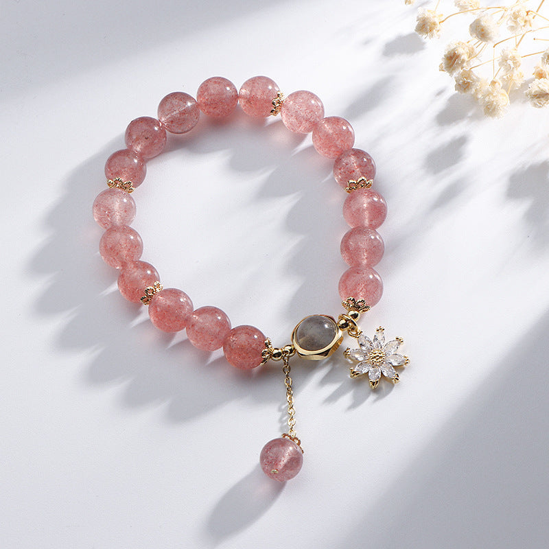 Japanese And Korean Mori Natural Strawberry Crystal Bracelet