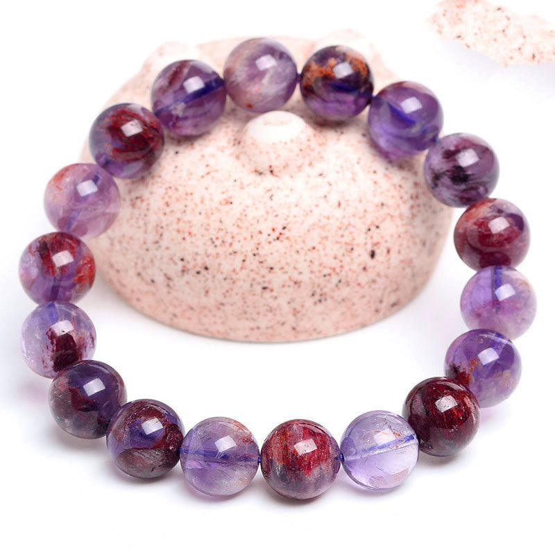 AAAAA Natural Undyed Phantom Amethyst Bracelet Purple Phantom Quartz Beads