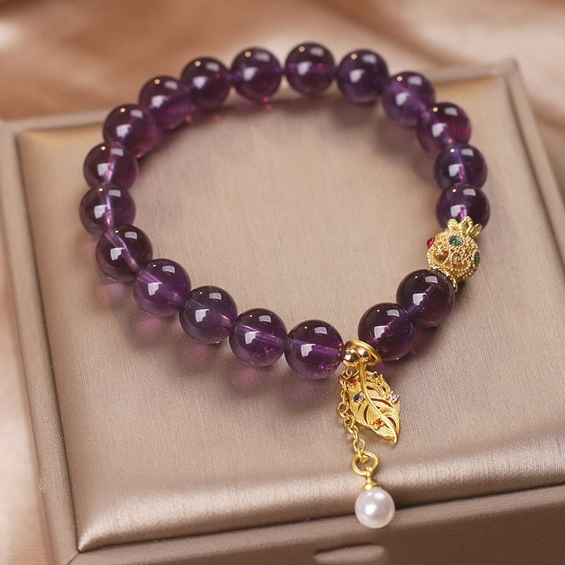 Bracelet en cristal violet naturel