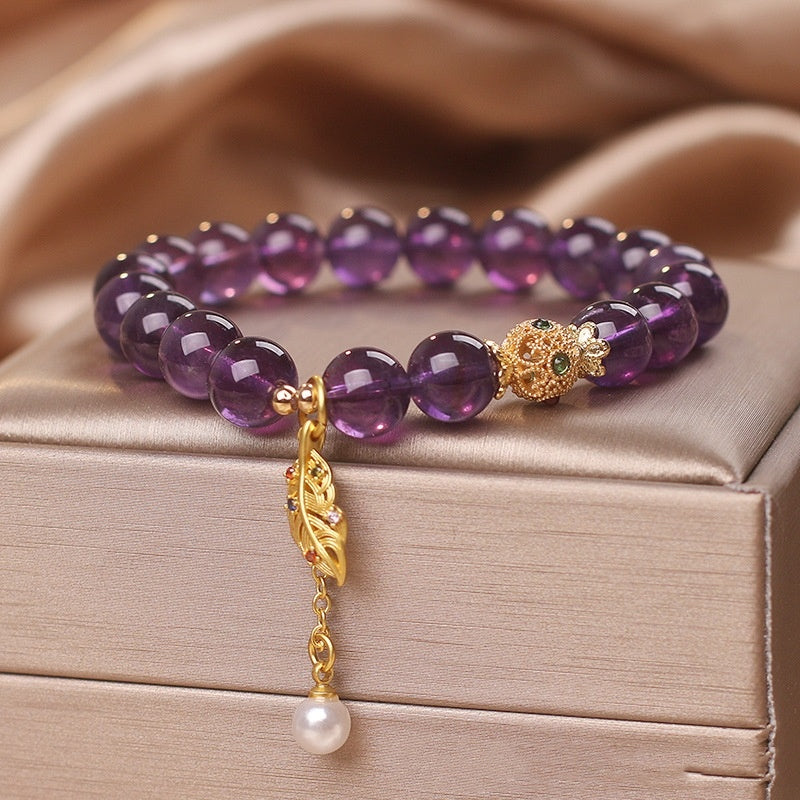 Bracelet en cristal violet naturel