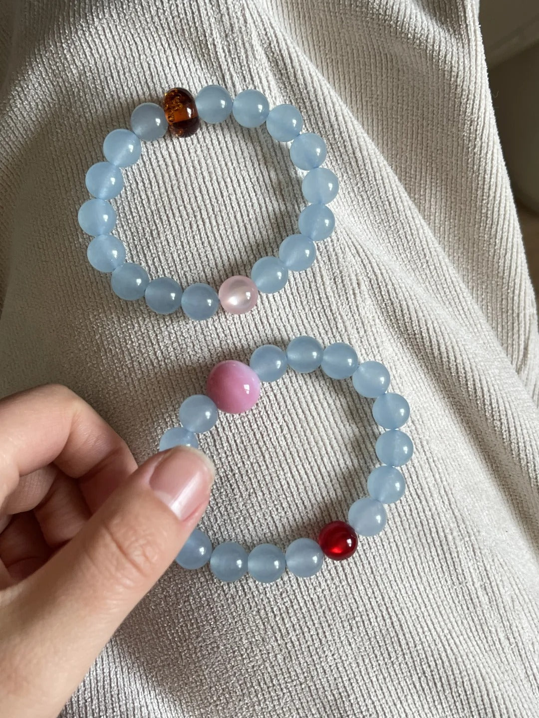 Luminous crystal original design Blue and Pink Bracelet