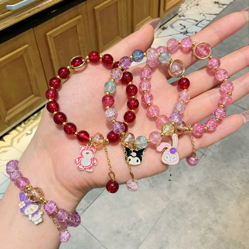 AA Sanrio Bracelets Kuromi Charm Cinnamoroll Colorful Crystal Bracelet