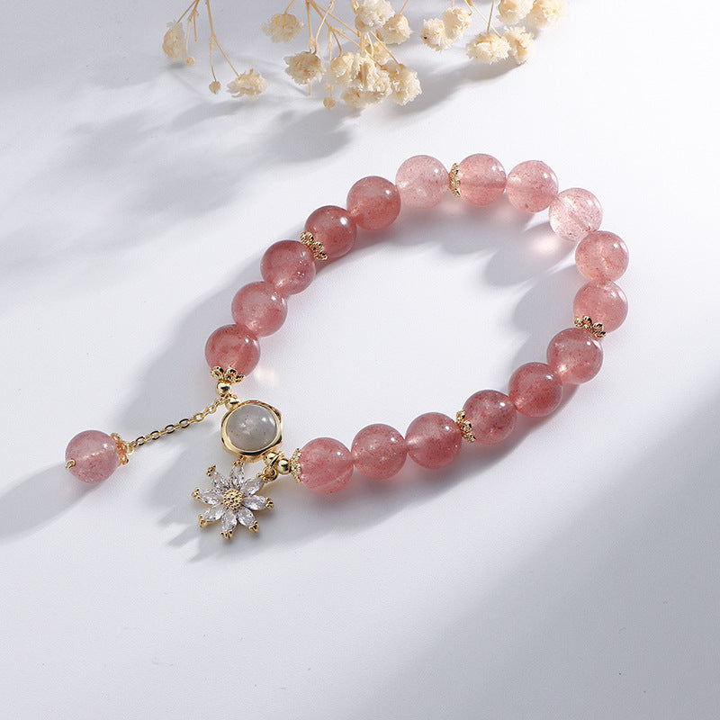 Bracelet en cristal naturel de fraise Mori japonais et coréen