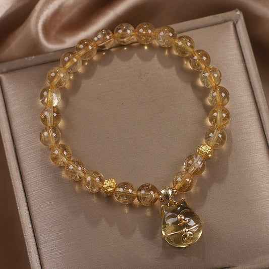 Bracelet de perles de citrine porte-bonheur pour femme