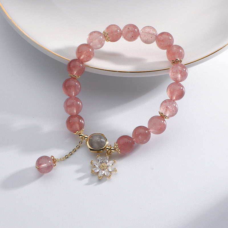 Japanese And Korean Mori Natural Strawberry Crystal Bracelet