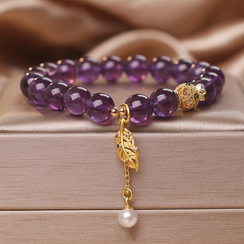 Bracelet en cristal violet naturel