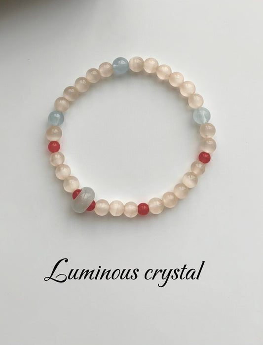 Luminous Crystal Original Design Handmade Moonstone Beaded Bracelet